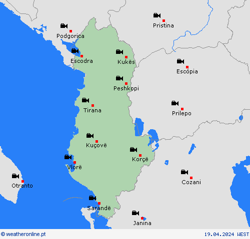 webcam Albânia Europa mapas de previsão