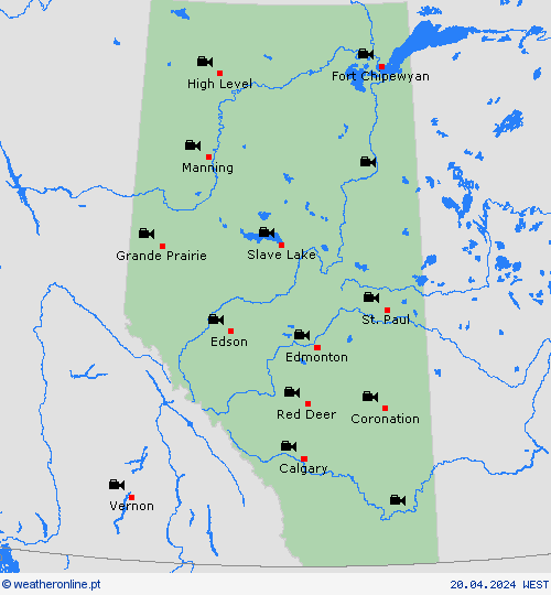 webcam Alberta América do Norte mapas de previsão