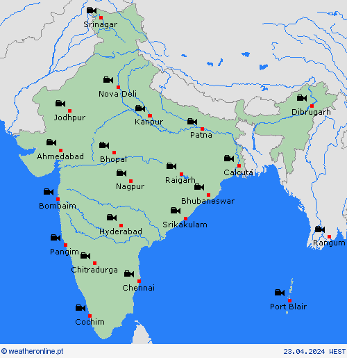 webcam Índia Ásia mapas de previsão