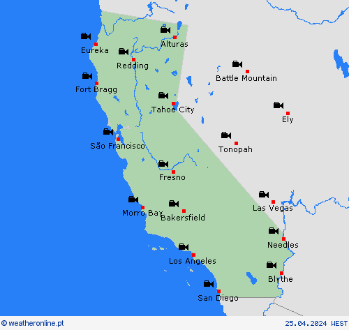 webcam Califórnia América do Norte mapas de previsão