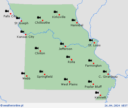 webcam Missouri América do Norte mapas de previsão