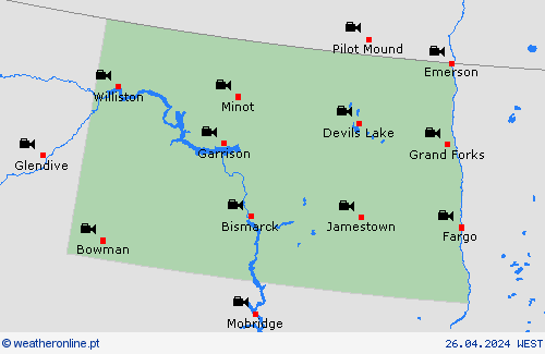 webcam Dakota do Norte América do Norte mapas de previsão