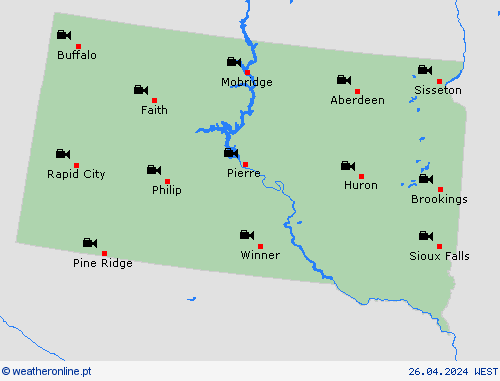 webcam Dakota do Sul América do Norte mapas de previsão
