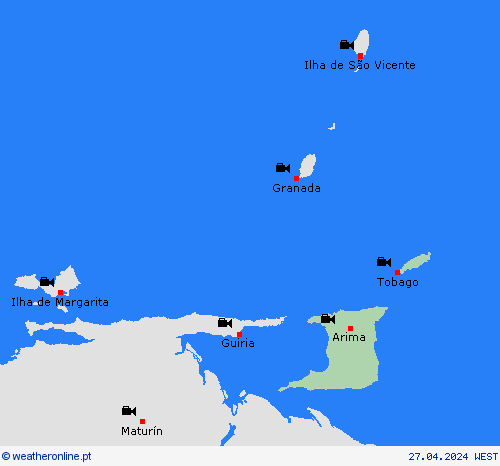 webcam Trinidad e Tobago América do Sul mapas de previsão