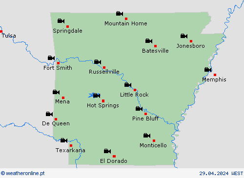 webcam Arkansas América do Norte mapas de previsão