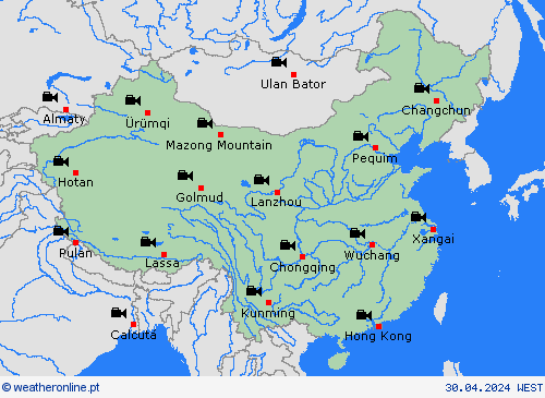 webcam China Ásia mapas de previsão