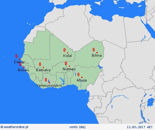 vento  África mapas de previsão
