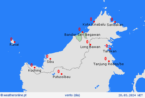 vento Brunei Ásia mapas de previsão