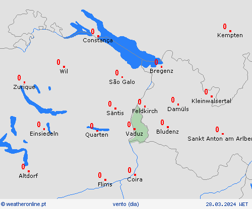 vento Liechtenstein Europa mapas de previsão