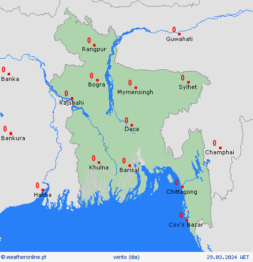vento Bangladesh Ásia mapas de previsão