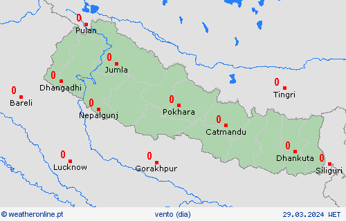 vento Nepal Ásia mapas de previsão