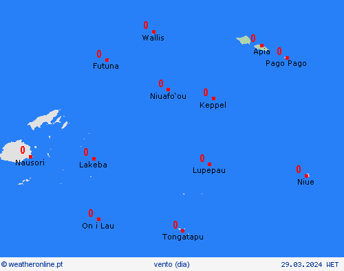 vento Samoa Oceânia mapas de previsão