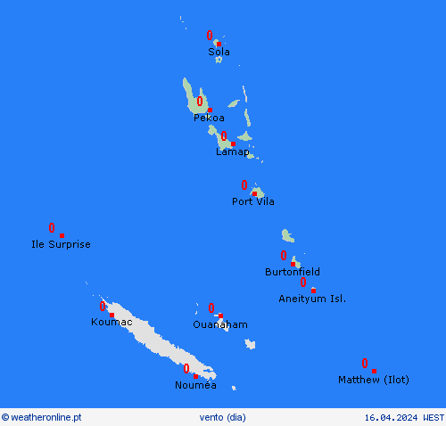 vento Vanuatu Oceânia mapas de previsão