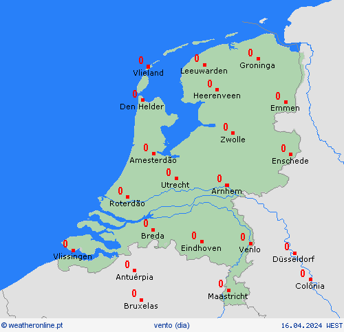 vento Países Baixos Europa mapas de previsão