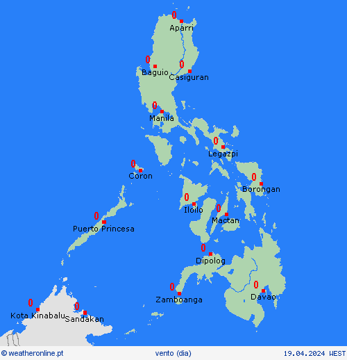 vento Filipinas Ásia mapas de previsão