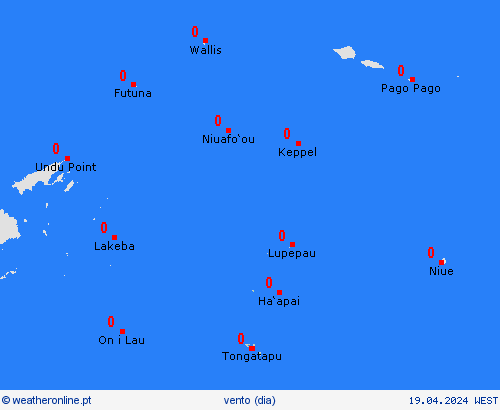 vento Tonga Oceânia mapas de previsão