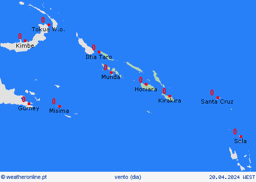vento Ilhas Salomão Oceânia mapas de previsão