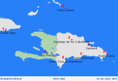 vento Haiti América Central mapas de previsão