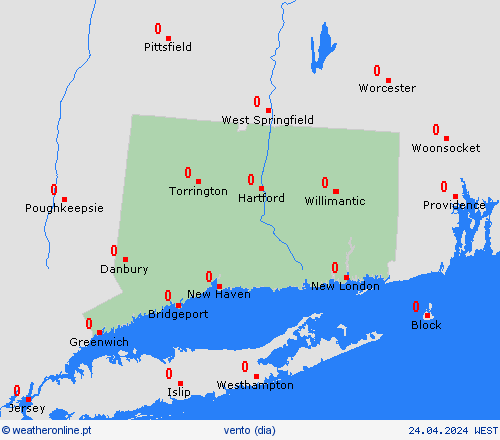 vento Connecticut América do Norte mapas de previsão