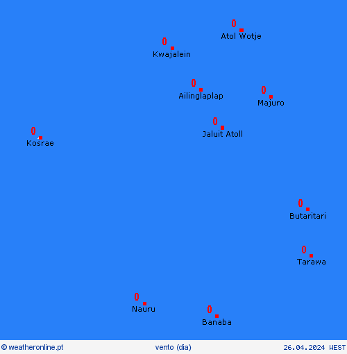 vento Ilhas Marshall Oceânia mapas de previsão