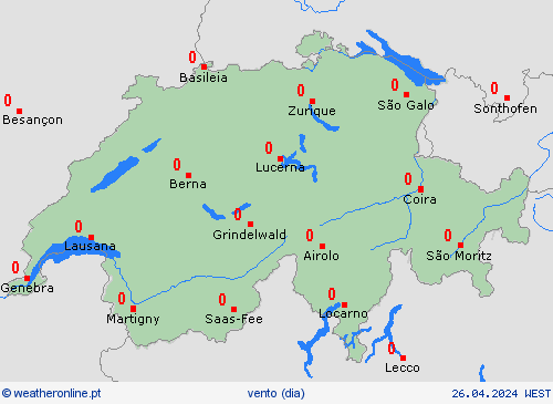 vento Suíça Europa mapas de previsão