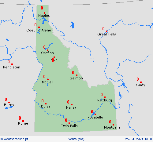 vento Idaho América do Norte mapas de previsão