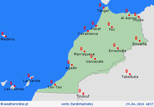 vento Marrocos África mapas de previsão