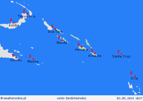 vento Ilhas Salomão Oceânia mapas de previsão