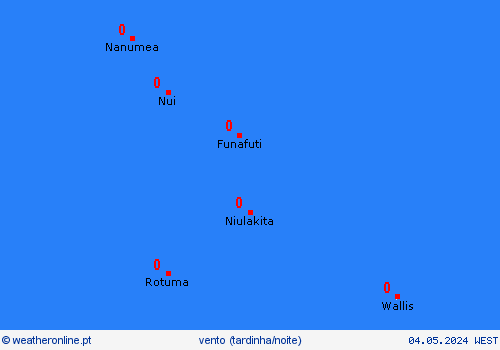 vento Tuvalu Oceânia mapas de previsão