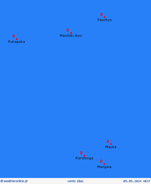 vento Ilhas Cook Oceânia mapas de previsão