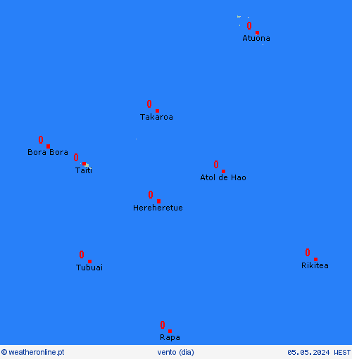 vento Polinésia Francesa Oceânia mapas de previsão