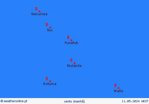 vento Tuvalu Oceânia mapas de previsão