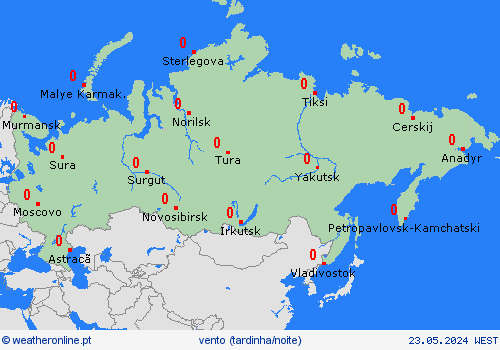 vento Rússia Ásia mapas de previsão