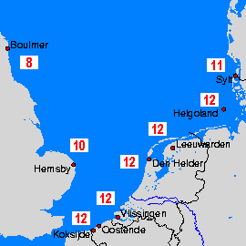 North Sea Mapas da temperatura da água