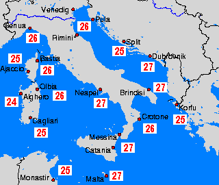 temperaturas da água - Adriatic South - Dom, 28-04
