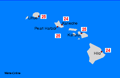 Hawaii Mapas da temperatura da água