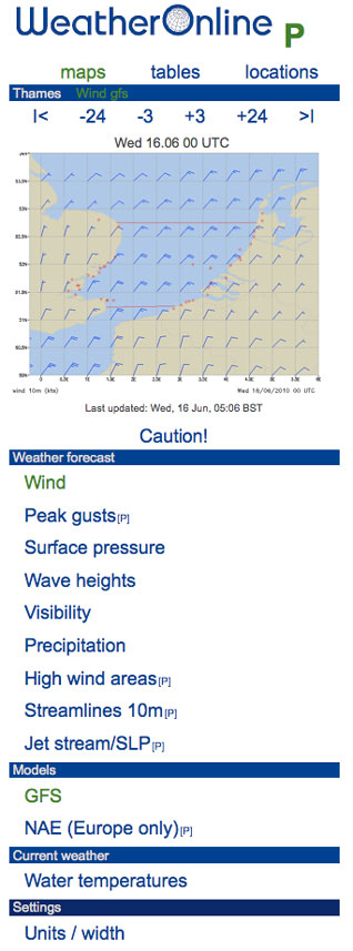 mobile sailing weather forecast