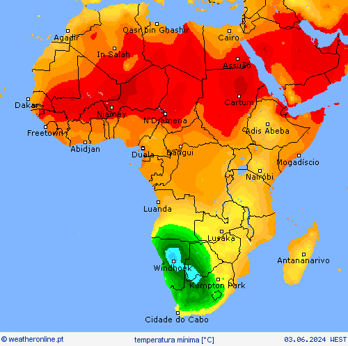 temperatura mínima mapas de previsão