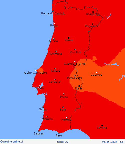 índice-UV mapas de previsão