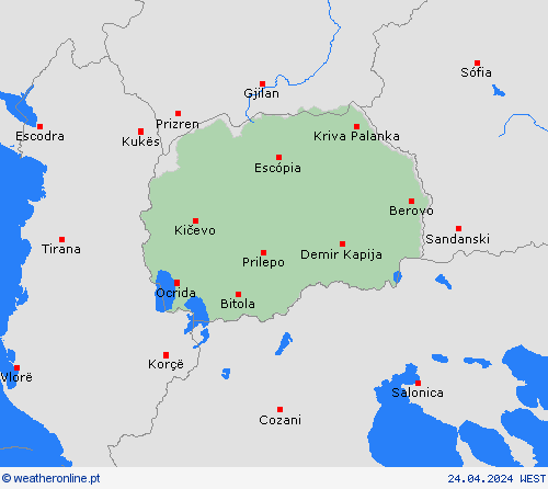  Macedónia do Norte Europa mapas de previsão