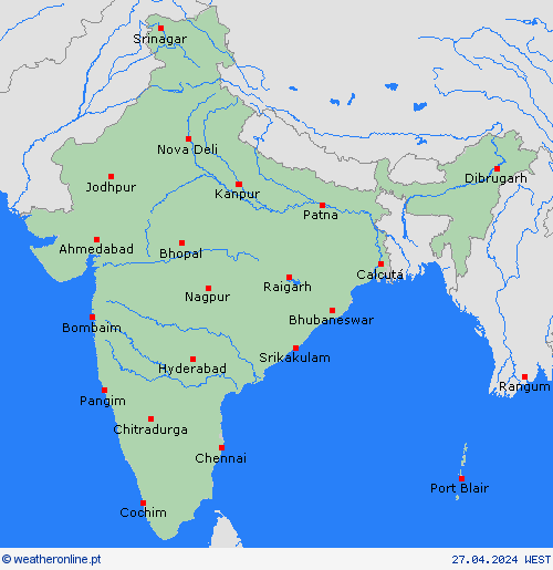  Índia Ásia mapas de previsão