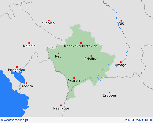  Kosovo Europa mapas de previsão