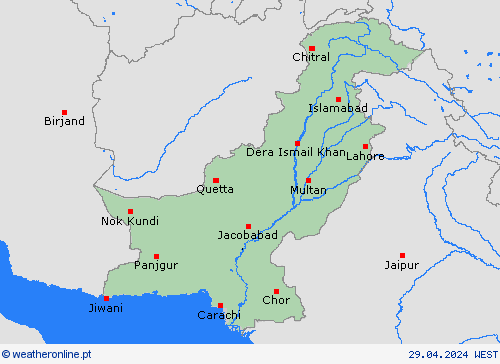  Paquistão Ásia mapas de previsão