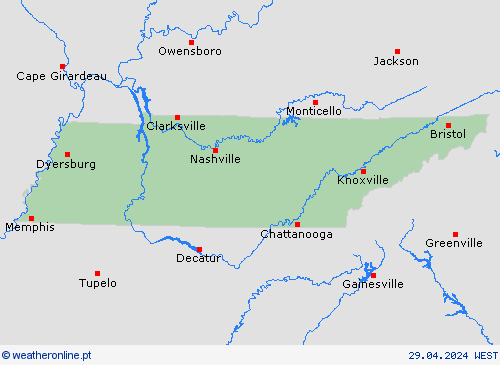  Tennessee América do Norte mapas de previsão