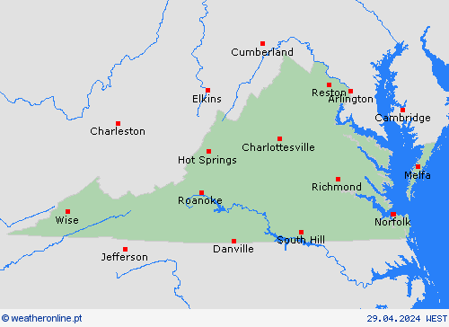  Virgínia América do Norte mapas de previsão
