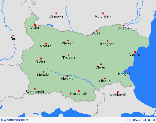  Bulgária Europa mapas de previsão