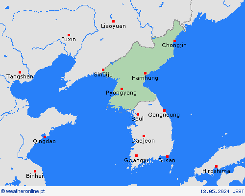  Coreia do Norte Ásia mapas de previsão