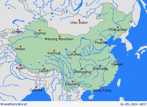 China Ásia mapas de previsão