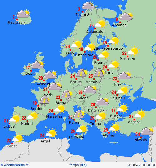 visão geral  Europa mapas de previsão