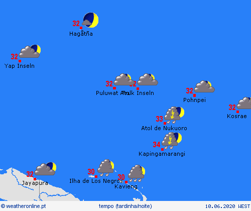 visão geral Micronésia Oceânia mapas de previsão